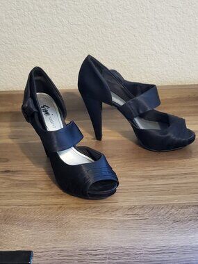 Fioni Night Satin Knot Open Toe Platform Heels